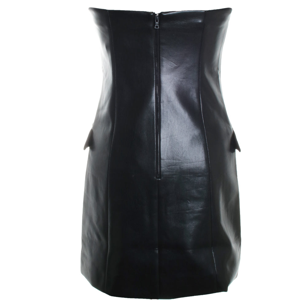 black leather dress strapless Alice + Olivia Madison Faux Leather Strapless Dress - Black
