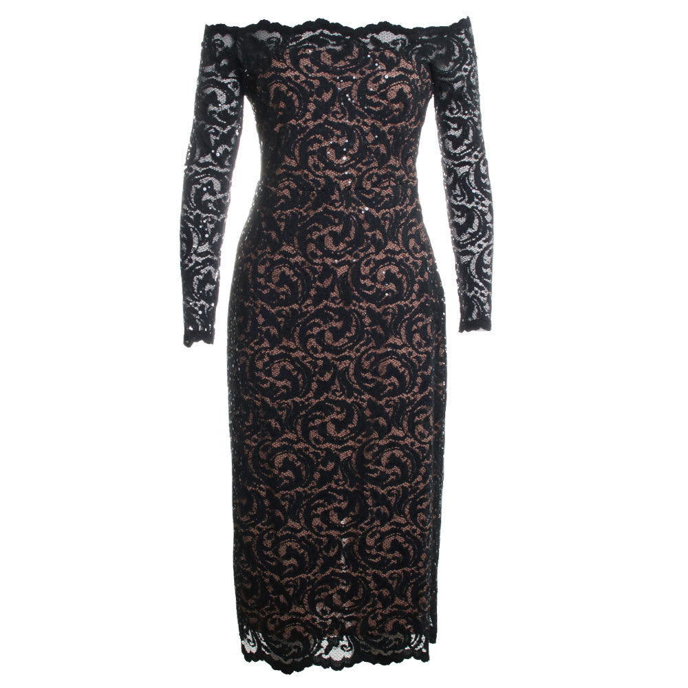L'agence Lindsay Sequined Lace Dress In Black