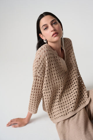 Cotton Blend Open Stitch Sweater