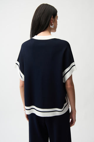Short Sleeve Sweater With Stripe Detail