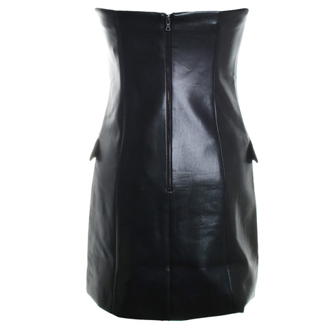 Madison Vegan Leather Strapless Button-Down Mini Blazer Dress