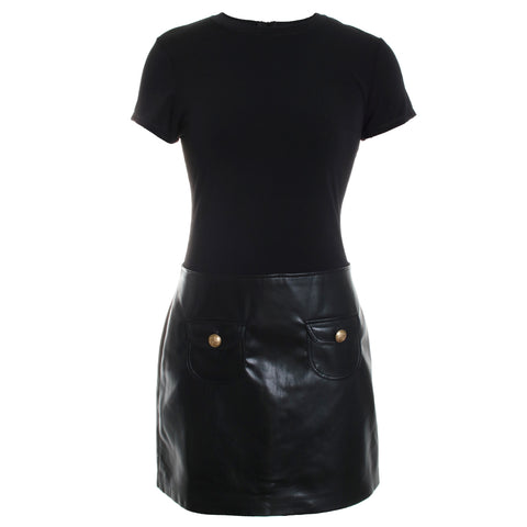 Sydney Vegan Leather A-Line Dress w/ Pocket Detail