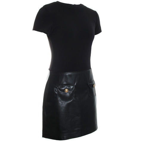 Sydney Vegan Leather A-Line Dress w/ Pocket Detail