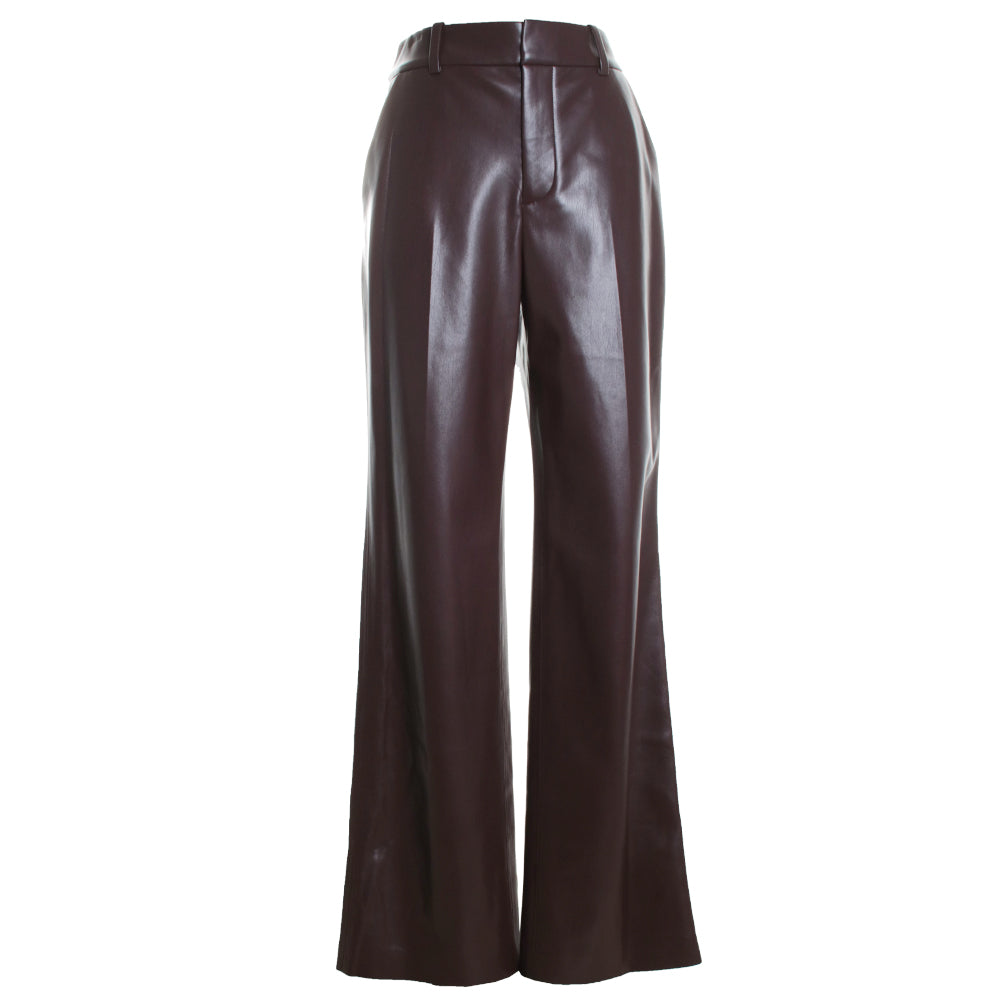 Alexander High Rise Vegan Leather Slim Straight Trouser
