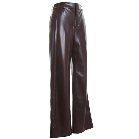 Alexander High Rise Vegan Leather Slim Straight Trouser