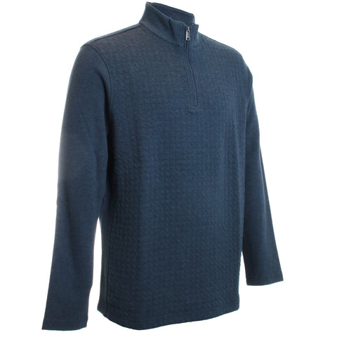 Navy Quilted 1/4 Zip Sweater
