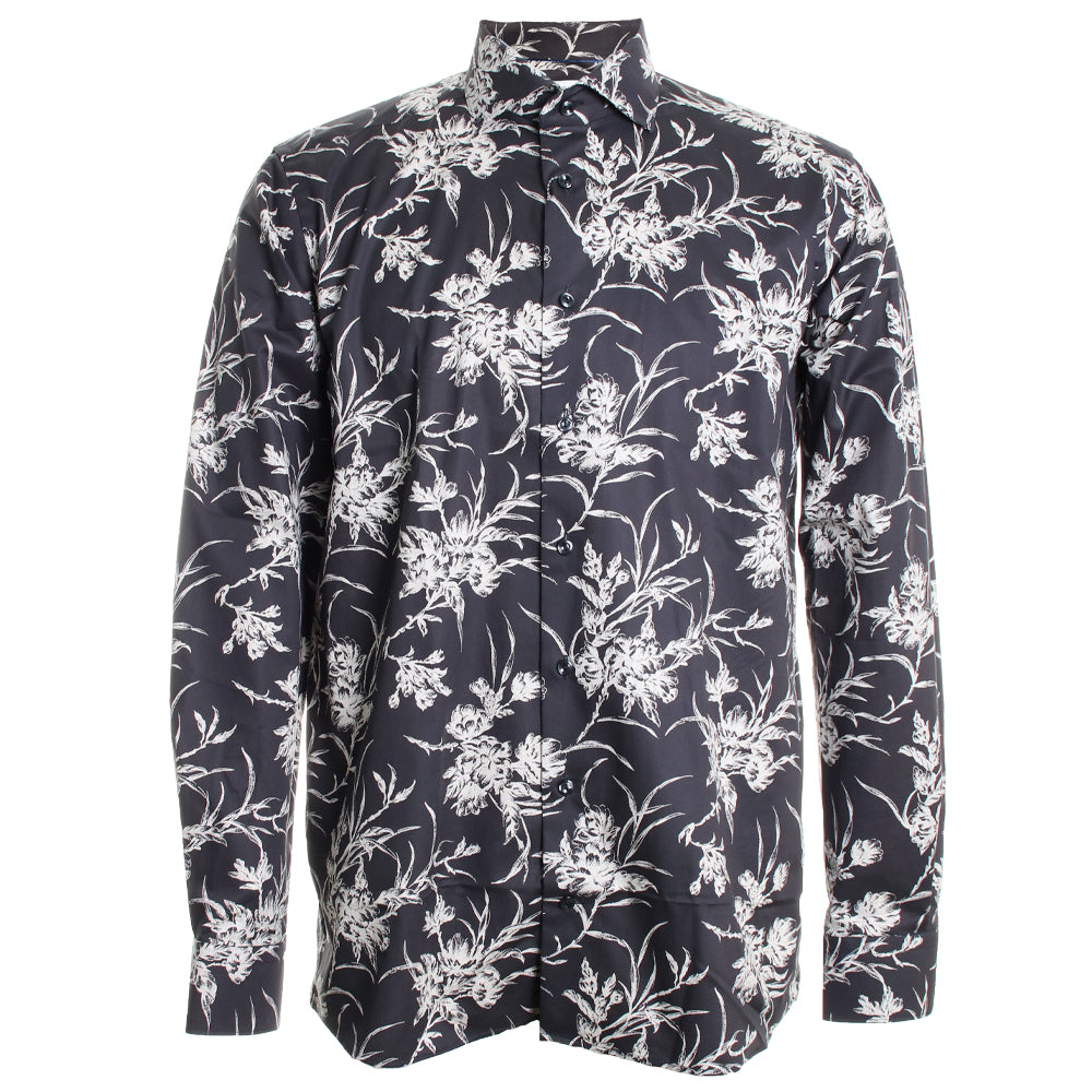 Black Signature Twill Floral Shirt – Lee Newman.com