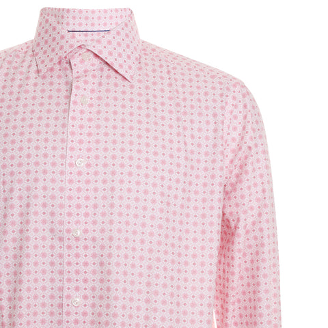 Pink Medallion Print Twill Shirt