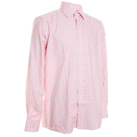 Pink Medallion Print Twill Shirt
