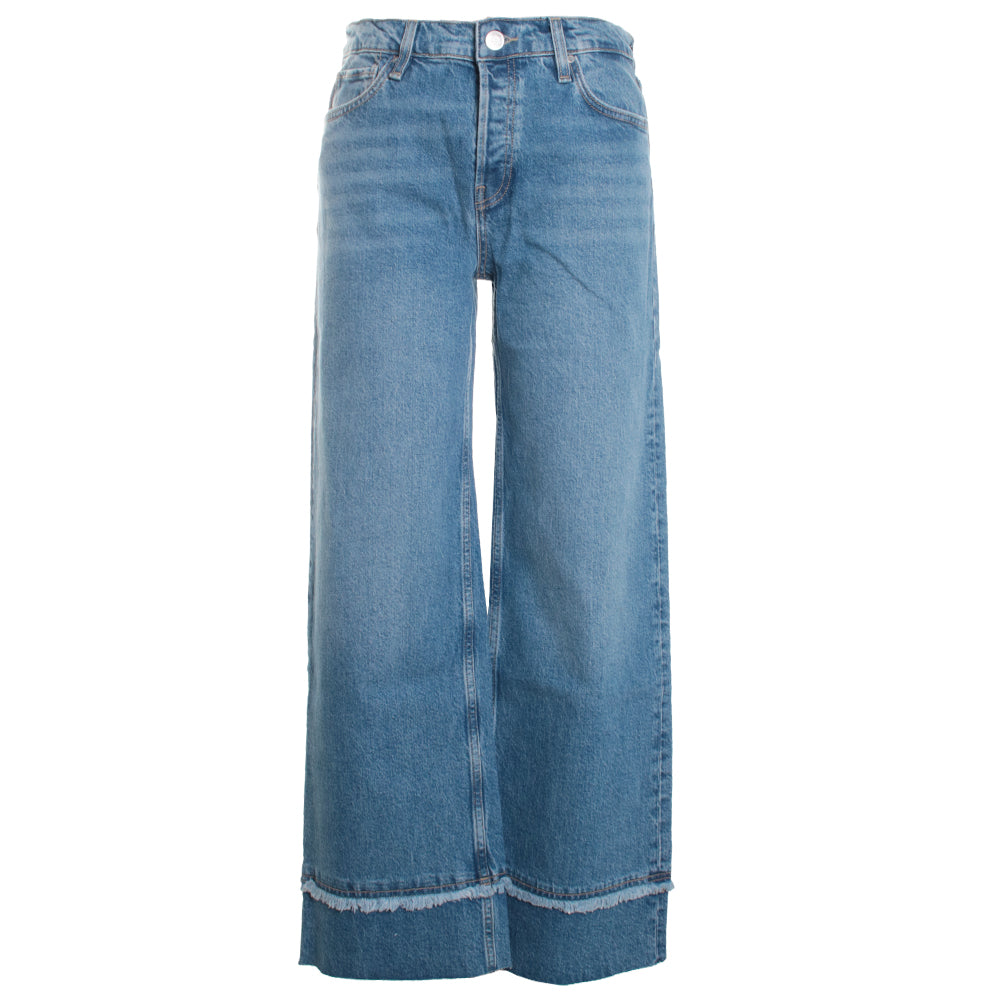 Rosie High Rise Wide Leg Ankle Raw Hem