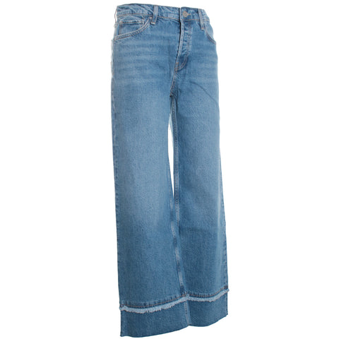 Rosie High Rise Wide Leg Ankle Raw Hem