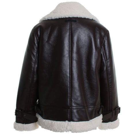 Vegan Leather Sherpa Jacket