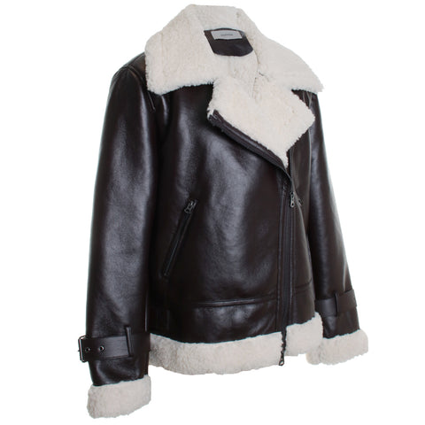 Vegan Leather Sherpa Jacket