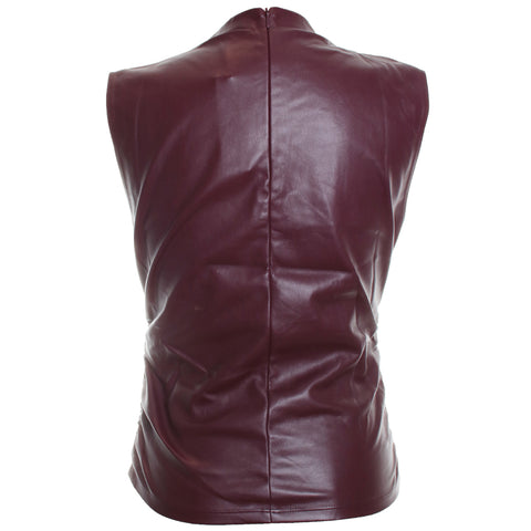 Vegan Leather Top w/ Side Seam Ruching