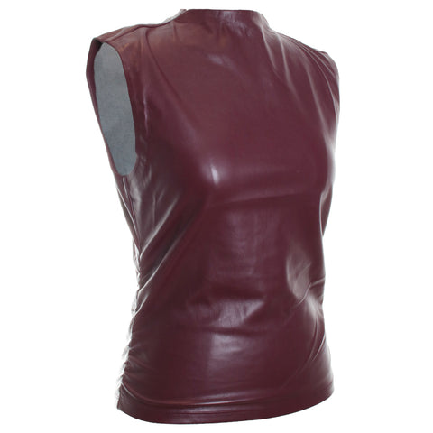 Vegan Leather Top w/ Side Seam Ruching