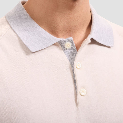 Jersey Knit Short-Sleeve Polo Sweater