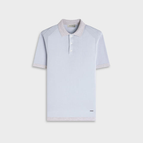 Jersey Knit Short-Sleeve Polo Sweater