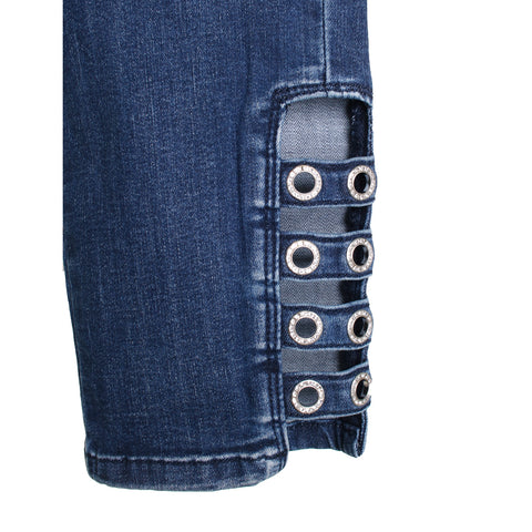 Grommet Embellished Denim Jeans