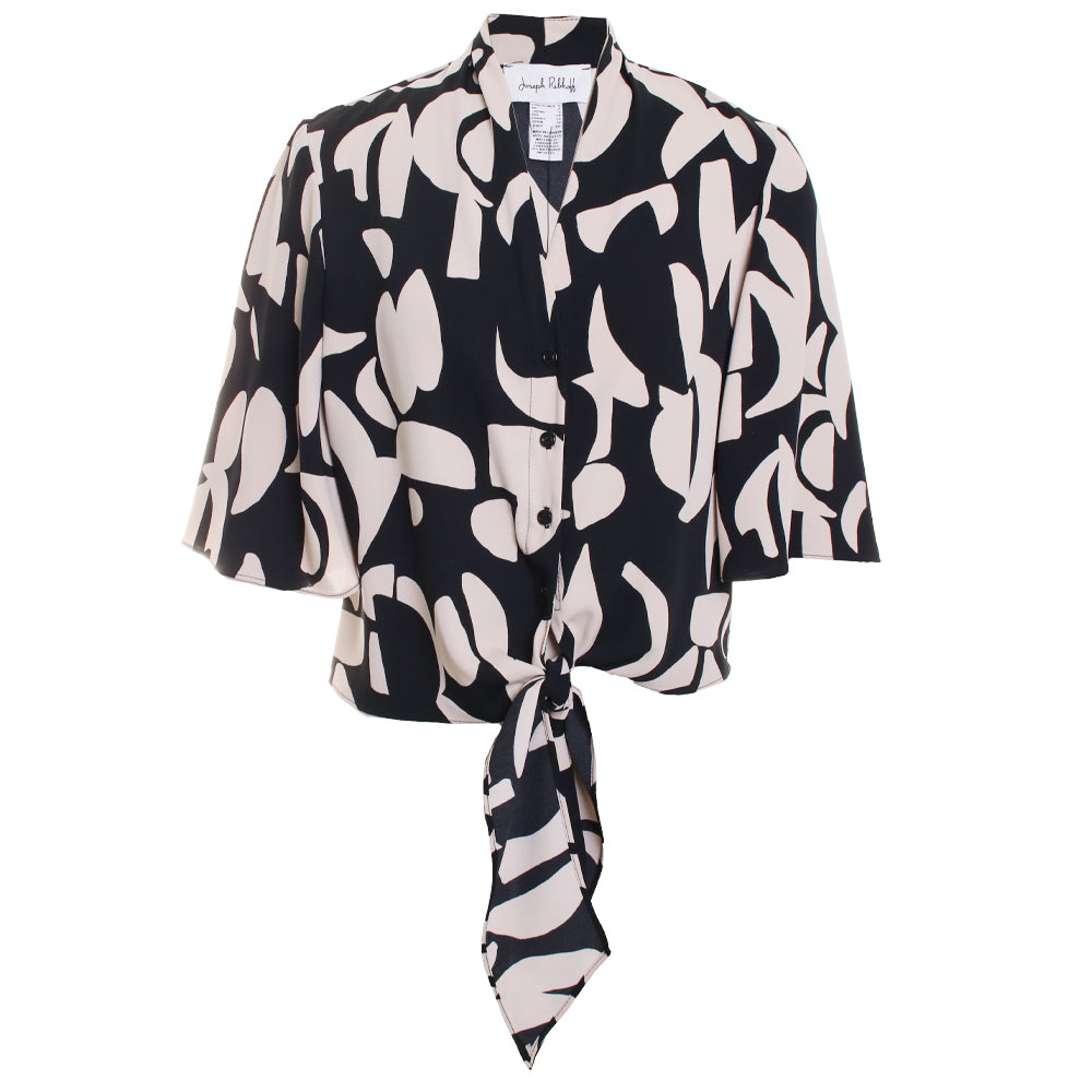 Graphic Tie Front Blouse