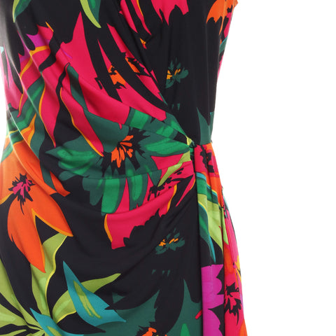Tropical Print Front Wrap Dress