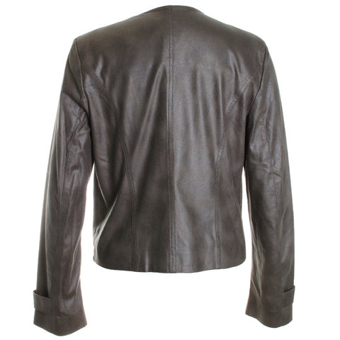 Foiled Faux Suede Fitted Jacket