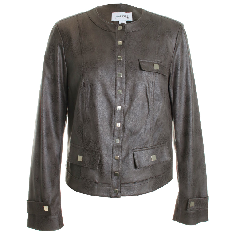 Foiled Faux Suede Fitted Jacket