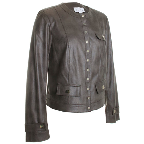 Foiled Faux Suede Fitted Jacket