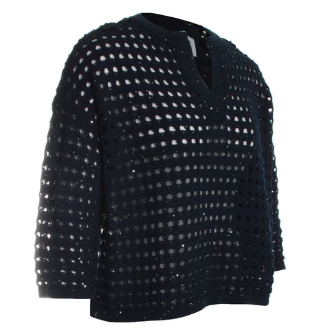 Cotton Blend Open Stitch Sweater