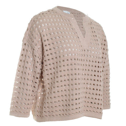 Cotton Blend Open Stitch Sweater