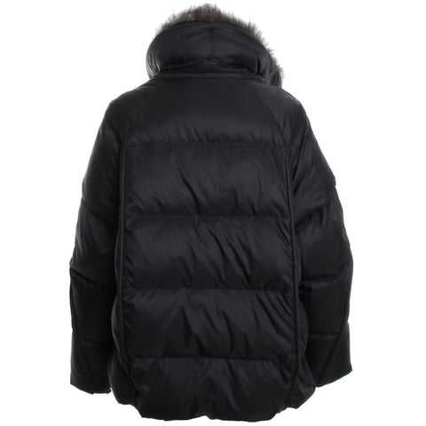 Down Jacket w/ Removable Hood and Silver Fox Trim