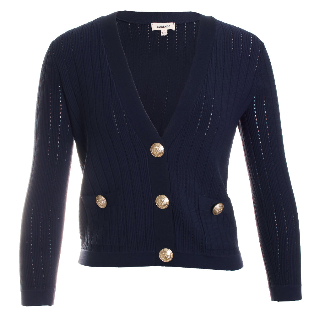 Irvin Pointelle Cropped Cardigan