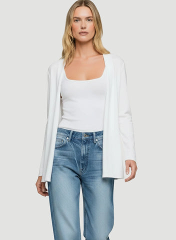 Stretch Linen Open Cardigan