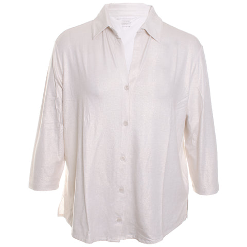 Soft Touch Metallic Shirt with Side Slits