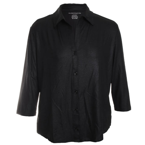 Soft Touch Metallic Shirt with Side Slits