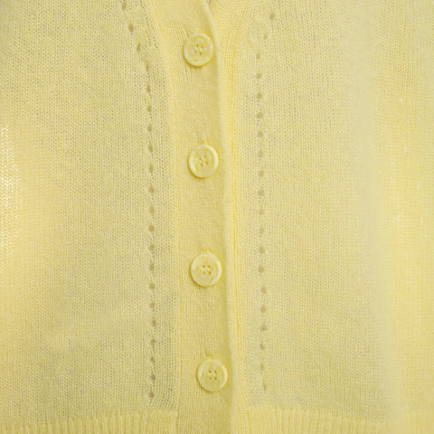 Cashmere Silk Pointelle Detail L/S V-Neck Cardigan