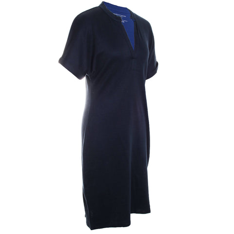 Double Face Linen S/S Dress with Rolled Cuffs
