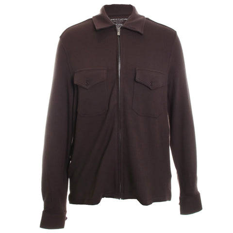French Terry Long Sleeve Zip Front Pocket Shirt