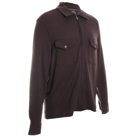 French Terry Long Sleeve Zip Front Pocket Shirt