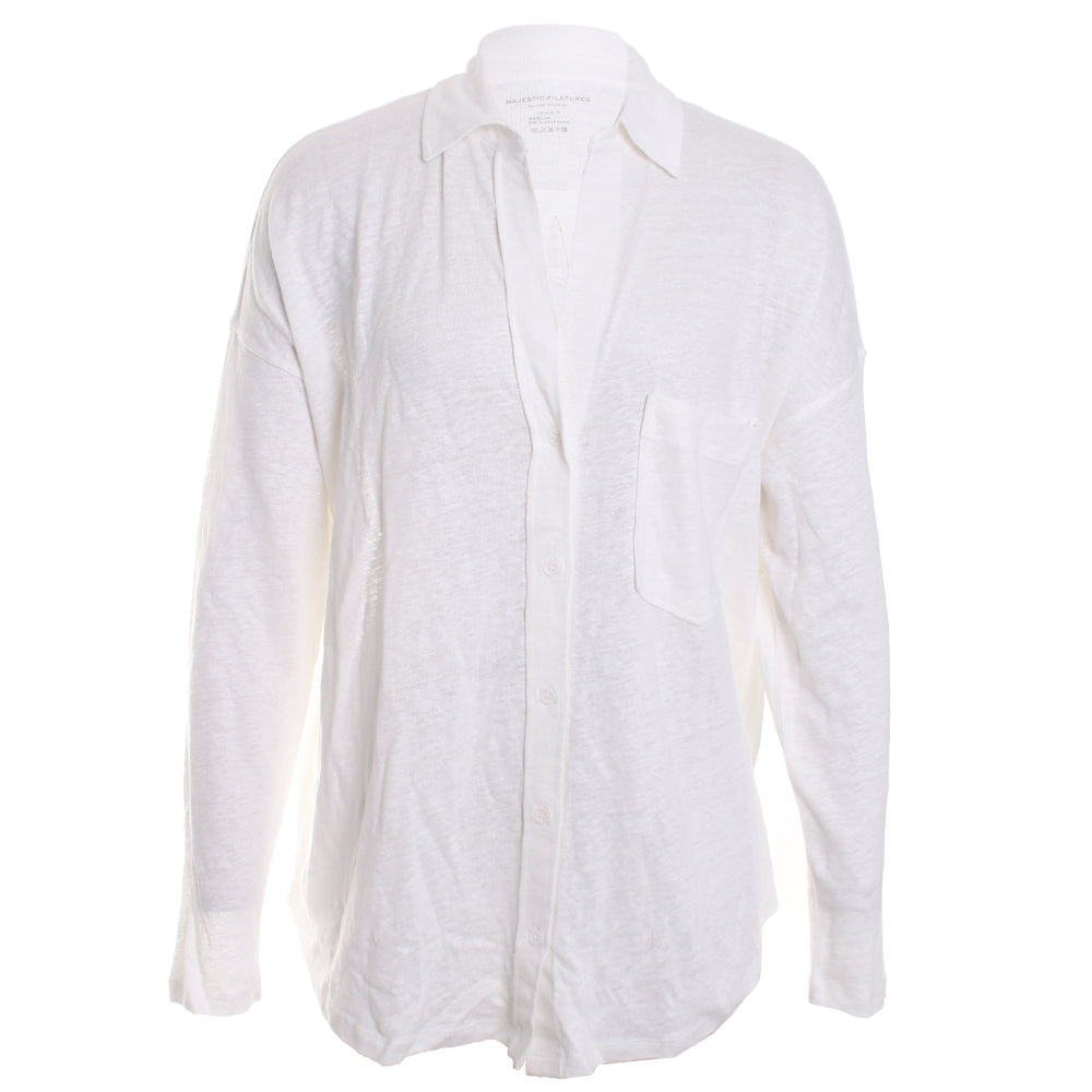Stretch Linen Relaxed One Pocket Shirt