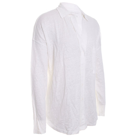 Stretch Linen Relaxed One Pocket Shirt