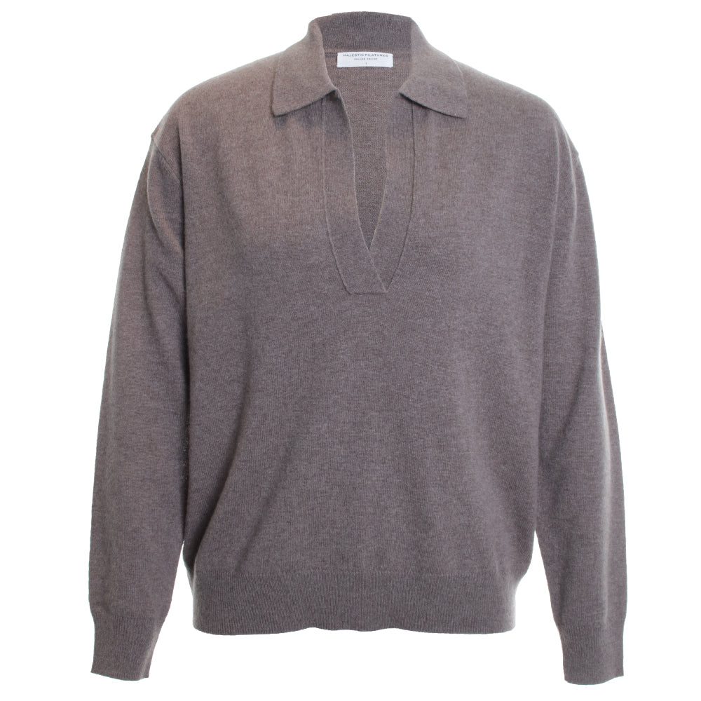 Cashmere Seamless Long Sleeve Polo