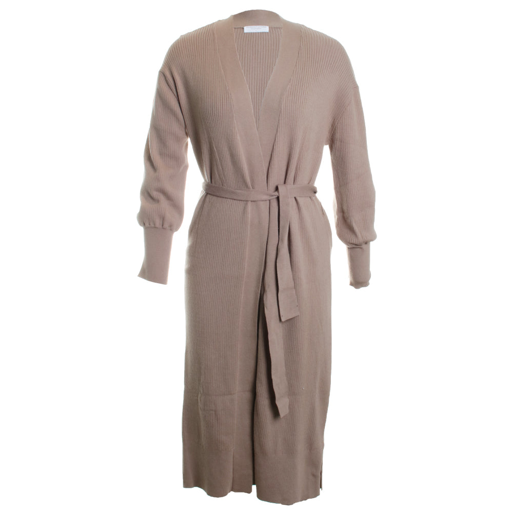 Organic Cotton Rib Knit 3/4 Cardigan w/ Belt