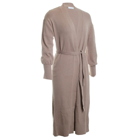 Organic Cotton Rib Knit 3/4 Cardigan w/ Belt