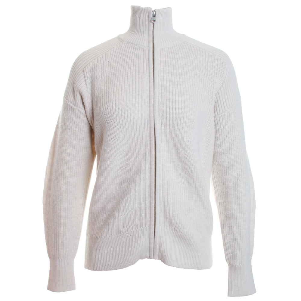Merino Rib Long Sleeve Zip Front Cardigan