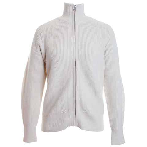 Merino Rib Long Sleeve Zip Front Cardigan