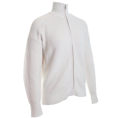 Merino Rib Long Sleeve Zip Front Cardigan