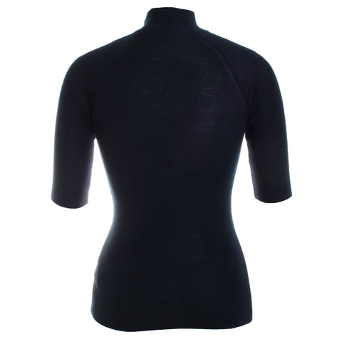 Merino Silk Micro Rib Elbow Sleeve Turtleneck