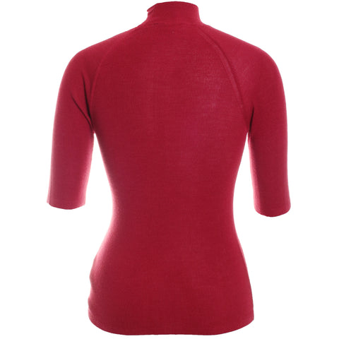 Merino Silk Micro Rib Elbow Sleeve Turtleneck
