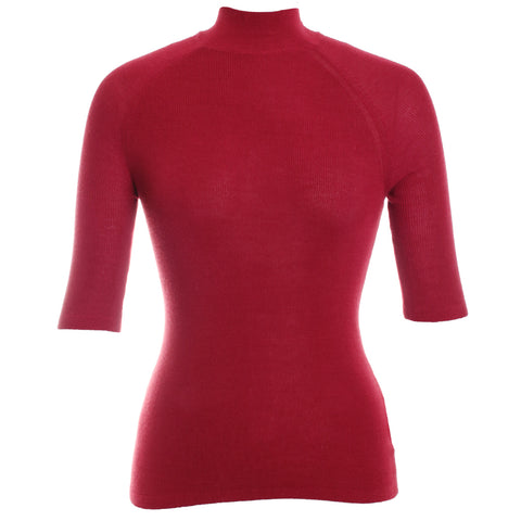 Merino Silk Micro Rib Elbow Sleeve Turtleneck