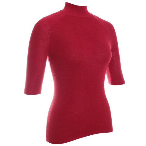 Merino Silk Micro Rib Elbow Sleeve Turtleneck